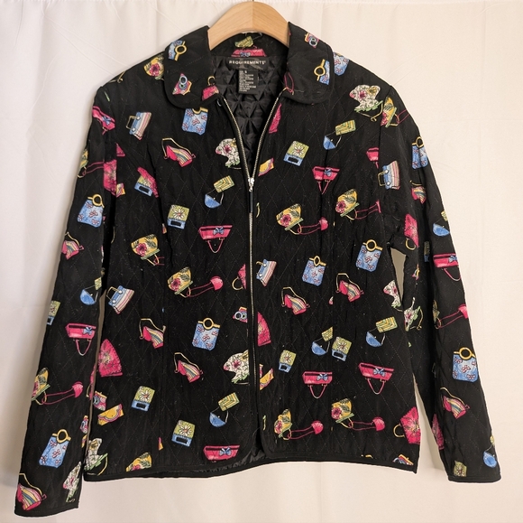 Requirements Jackets & Blazers - Vintage Colorful Women's Jacket with Purse Print